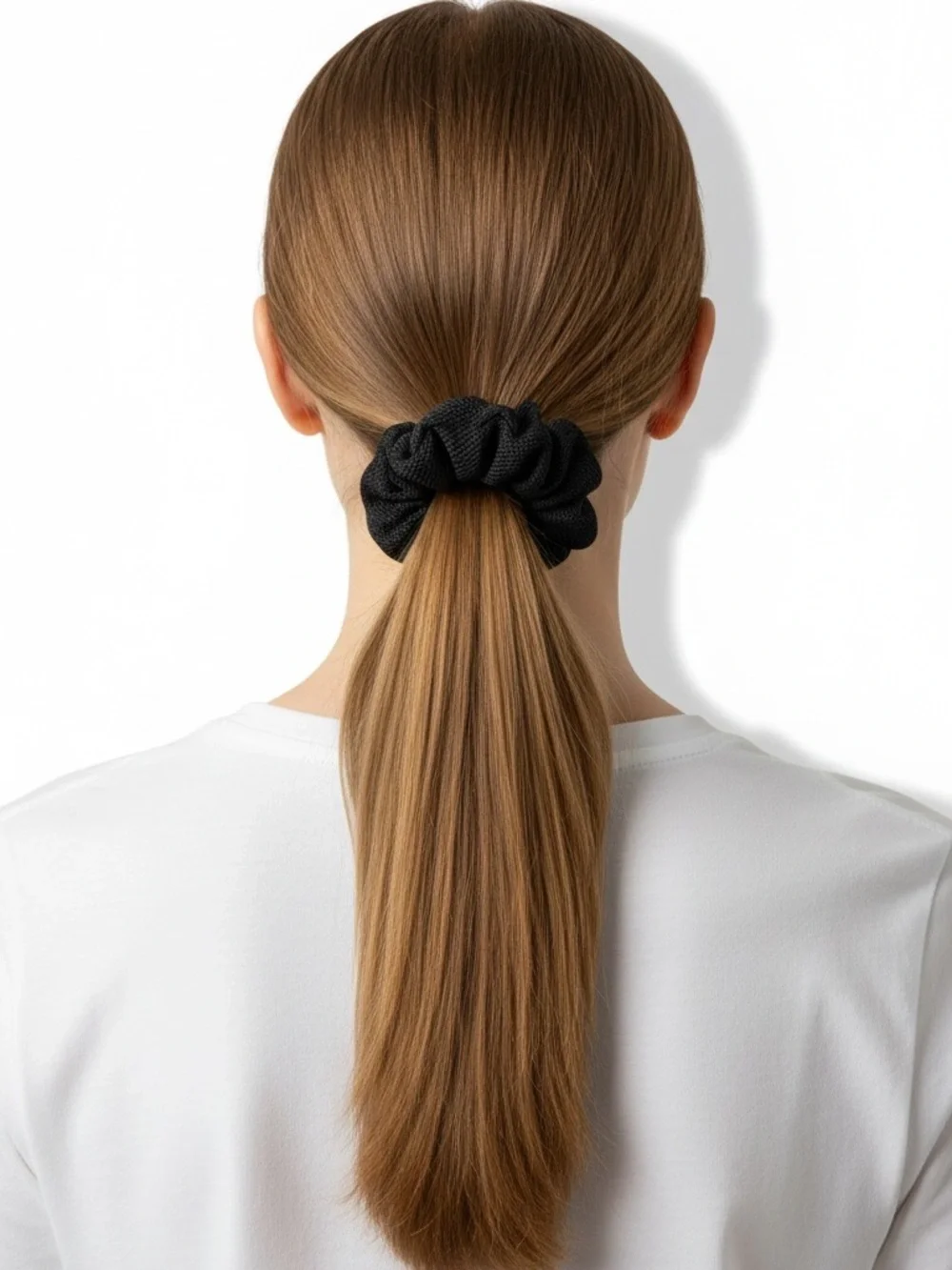 Black Soft Comfy Stretchy Square Textured Fabric Scrunchie Other Colors Avail